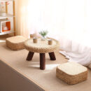 Handmade Rattan Round Coffee Table - Boho Bay Window Accent Table
