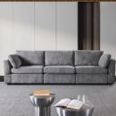 Grey Chenille Modular Sofa - Soft & Stylish Knock Down Sectional Couch