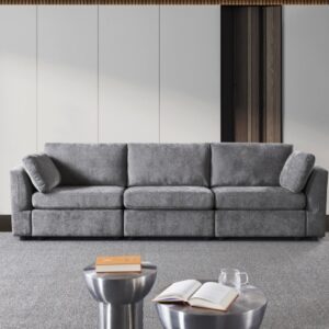 Grey Chenille Modular Sofa - Soft & Stylish Knock Down Sectional Couch