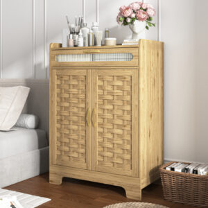 Wooden Coffee Bar Cabinet - Rustic Storage Cabinet for Kitchen & Dining