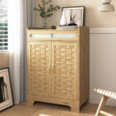 Wooden Coffee Bar Cabinet - Rustic Storage Cabinet for Kitchen & Dining