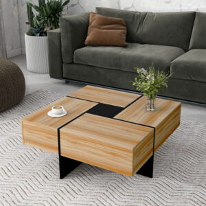 Modern Coffee Table with Hidden Storage - Unique Design with 4 Compartments