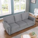 Grey 3 Seater Sofa - Modern Comfortable Living Room Couch