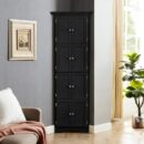 Tall Storage Cabinet with Doors & 4 Shelves - Modern Space Saving Organizer