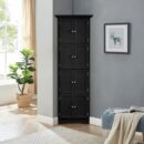 Tall Storage Cabinet with Doors & 4 Shelves - Modern Space Saving Organizer