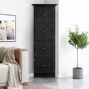 Tall Storage Cabinet with Doors & 4 Shelves - Modern Space Saving Organizer
