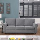 Grey 3 Seater Sofa - Modern Comfortable Living Room Couch
