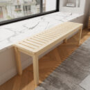 Solid Wood Slatted Bench - Durable Hardwood Seating for Entryway, Bedroom & Living Room