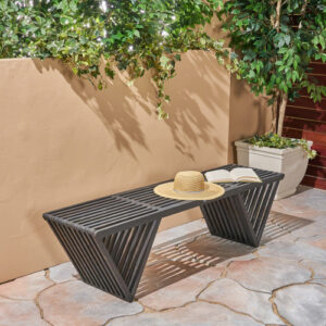 Dark Gray Wooden Bench - Stylish & Durable Seating for Home & Garden