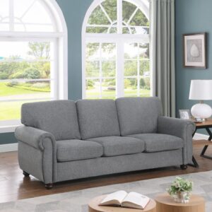 Grey 3 Seater Sofa - Modern Comfortable Living Room Couch