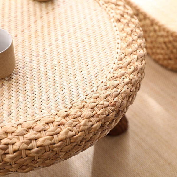 Handmade Rattan Round Coffee Table - Boho Bay Window Accent Table - Image 3