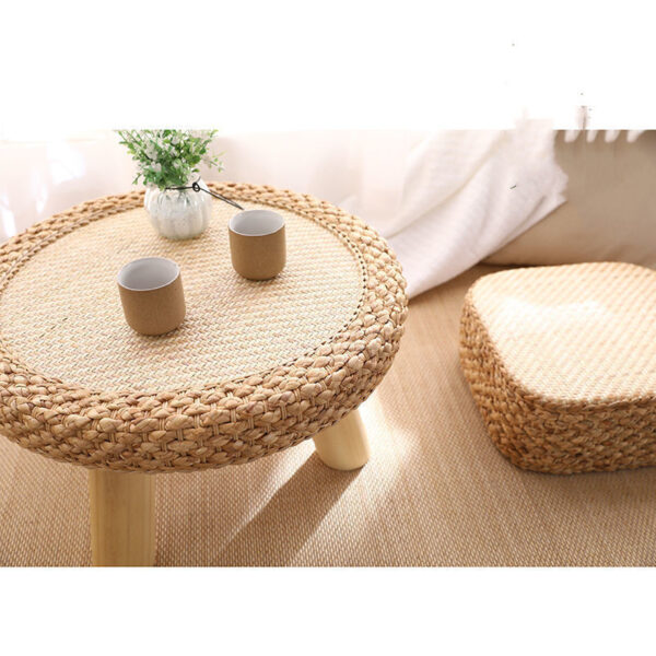 Handmade Rattan Round Coffee Table - Boho Bay Window Accent Table - Image 5